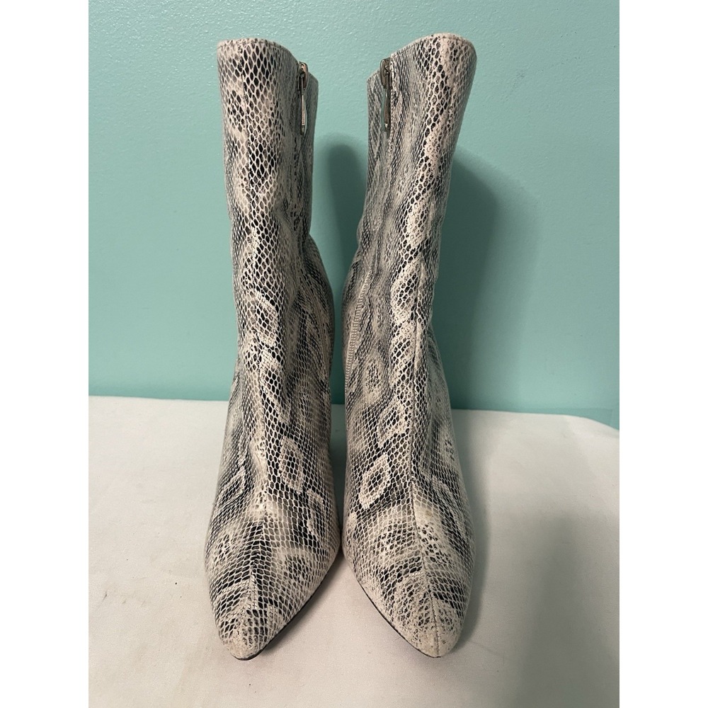 Fashion Nova Women's Midnight Lover Snake Print Vegan‎ Leather Zip Heels Size 6